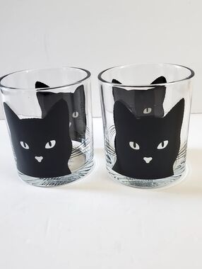 Elum Set of 2 Black Cat Glass Tumblers